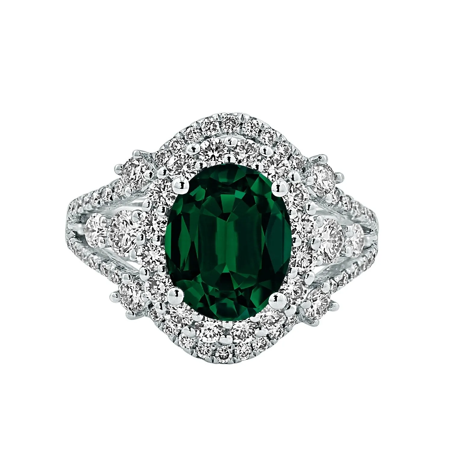 Auriya Vintage 2 1/2ct Oval Emerald and Halo Diamond Ring 1 1/5ctw 18K Gold sold by Zulily product image thumbnail 2
