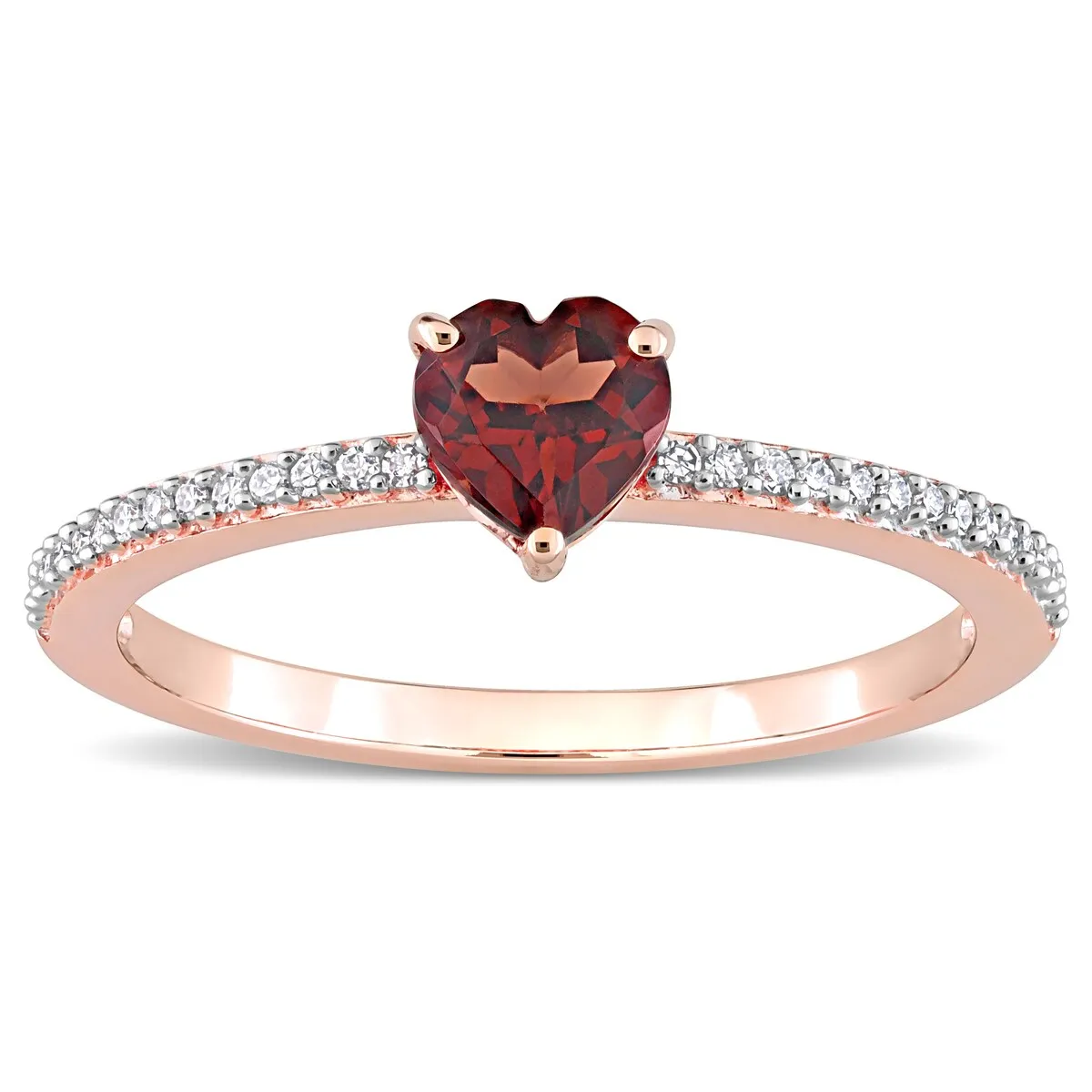 Miadora 10k Rose Gold Heart-cut Garnet and 1/10ct TDW Diamond Birthstone Ring sold by Zulily product image thumbnail 3