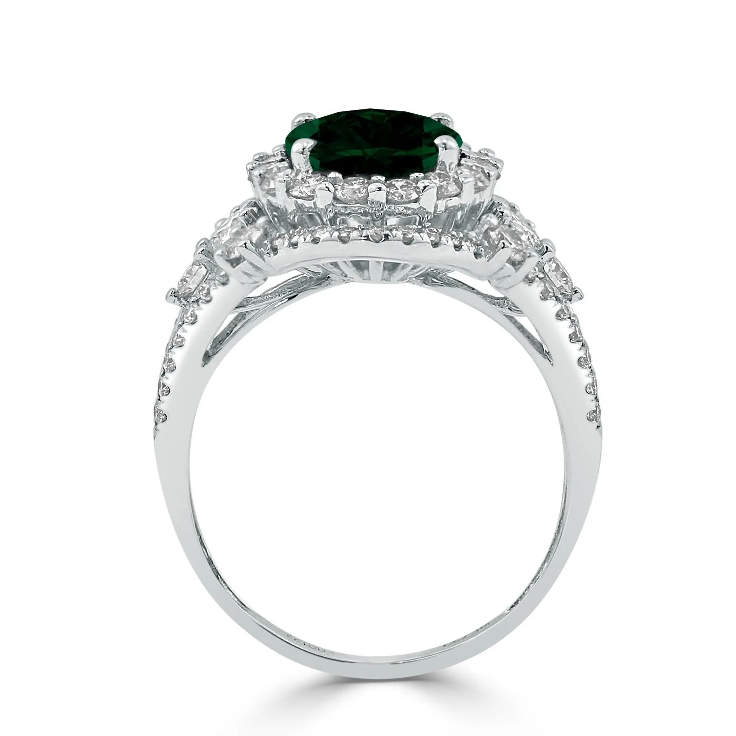 Auriya Vintage 2 1/2ct Oval Emerald and Halo Diamond Ring 1 1/5ctw 18K Gold sold by Zulily product image thumbnail 4