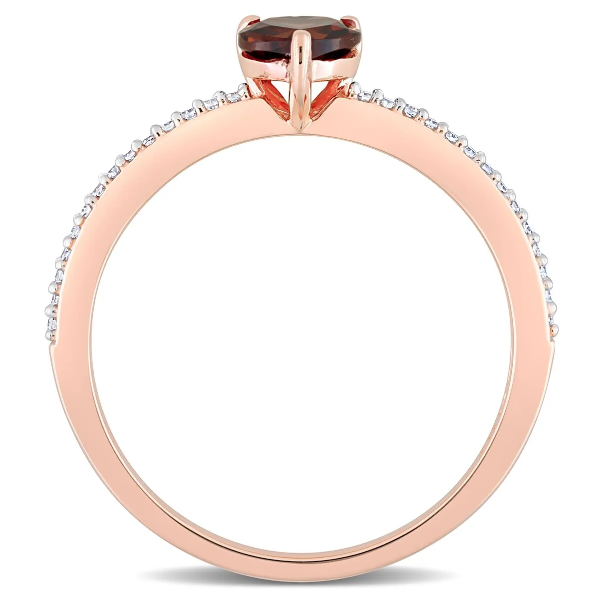 Miadora 10k Rose Gold Heart-cut Garnet and 1/10ct TDW Diamond Birthstone Ring sold by Zulily product image thumbnail 5
