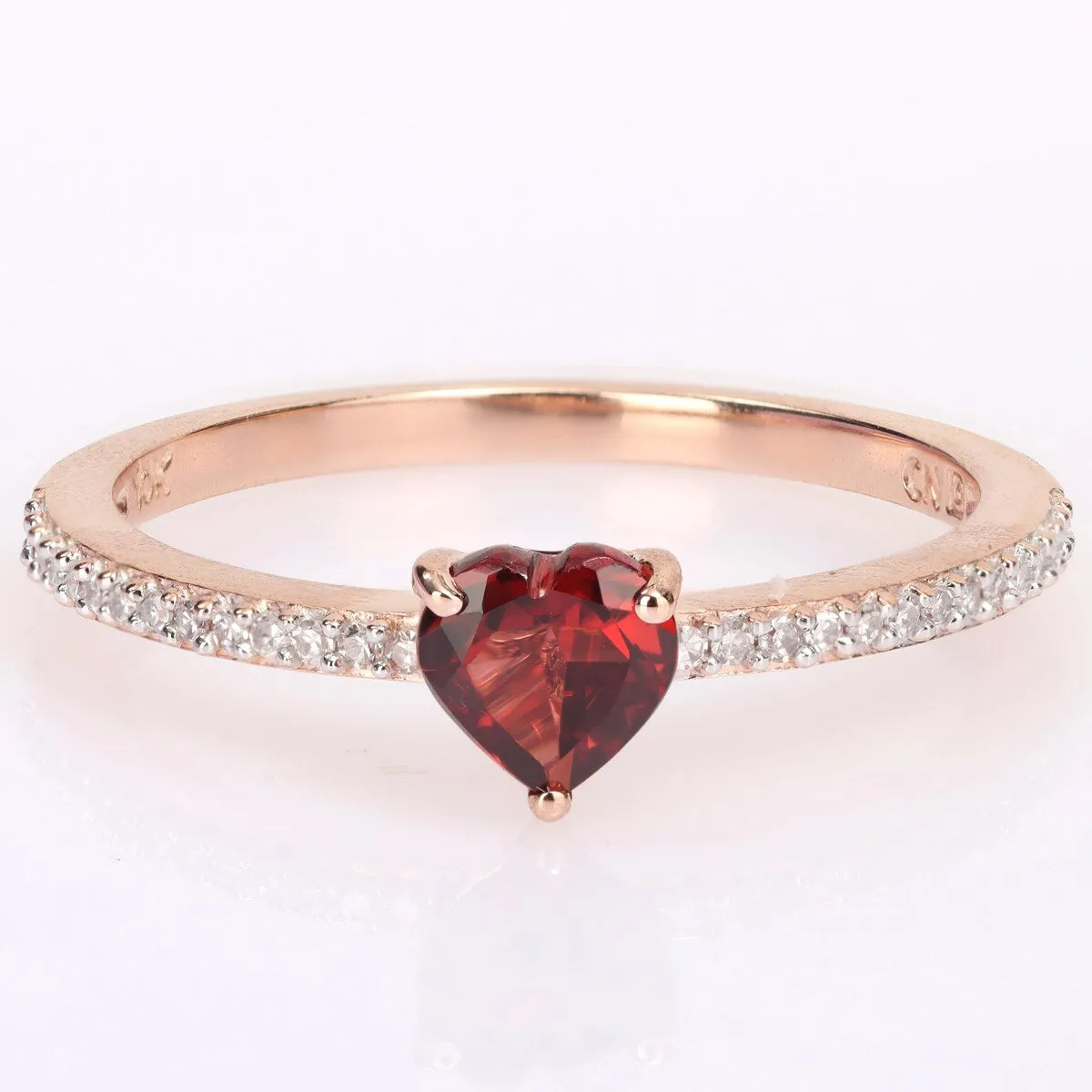 Miadora 10k Rose Gold Heart-cut Garnet and 1/10ct TDW Diamond Birthstone Ring sold by Zulily product image thumbnail 2