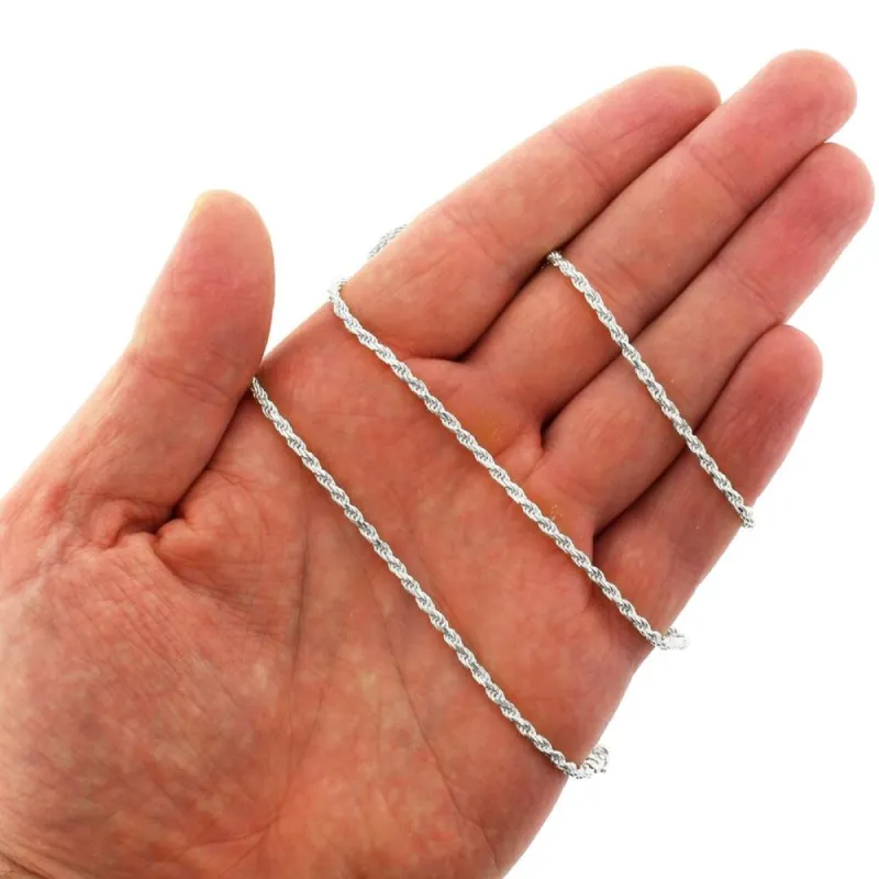 .925 Solid Sterling Silver 2.5MM Rope Diamond-Cut Link ITProLux Necklace Chain, Silver Chain for Men & Women, Made in Italy sold by Zulily