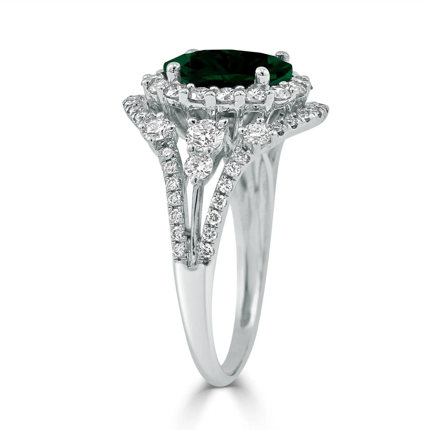 Auriya Vintage 2 1/2ct Oval Emerald and Halo Diamond Ring 1 1/5ctw 18K Gold sold by Zulily product image thumbnail 3