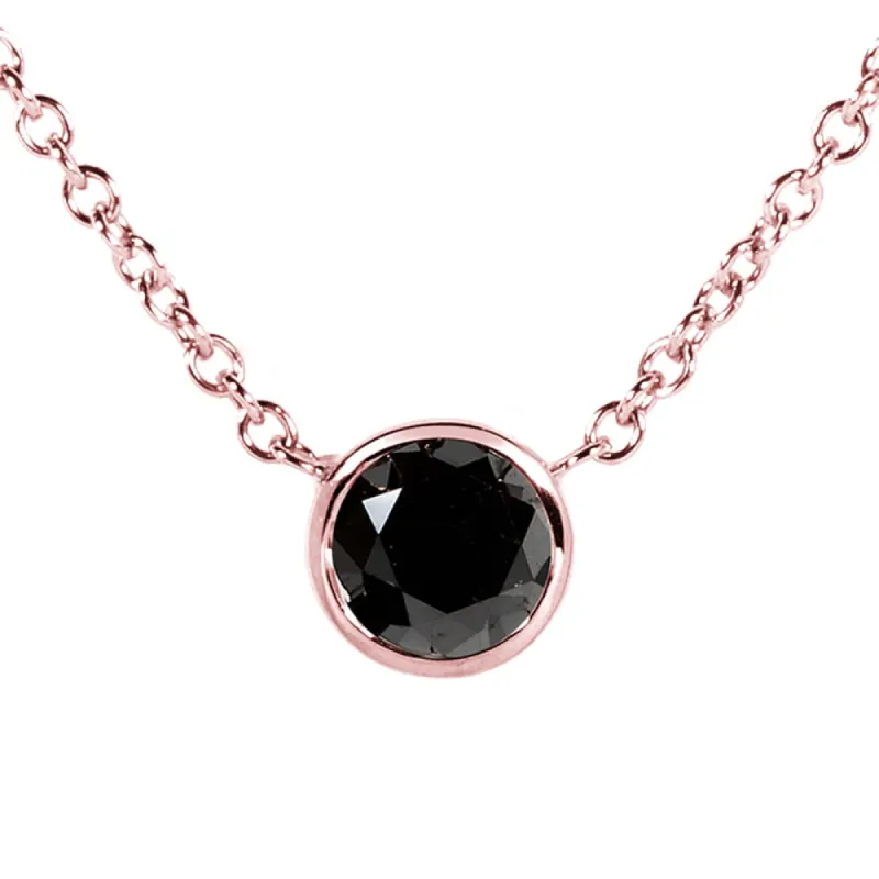 Annello by Kobelli 14k Rose Gold 1/2ct Black Diamond Solitaire Bezel Pendant sold by Zulily