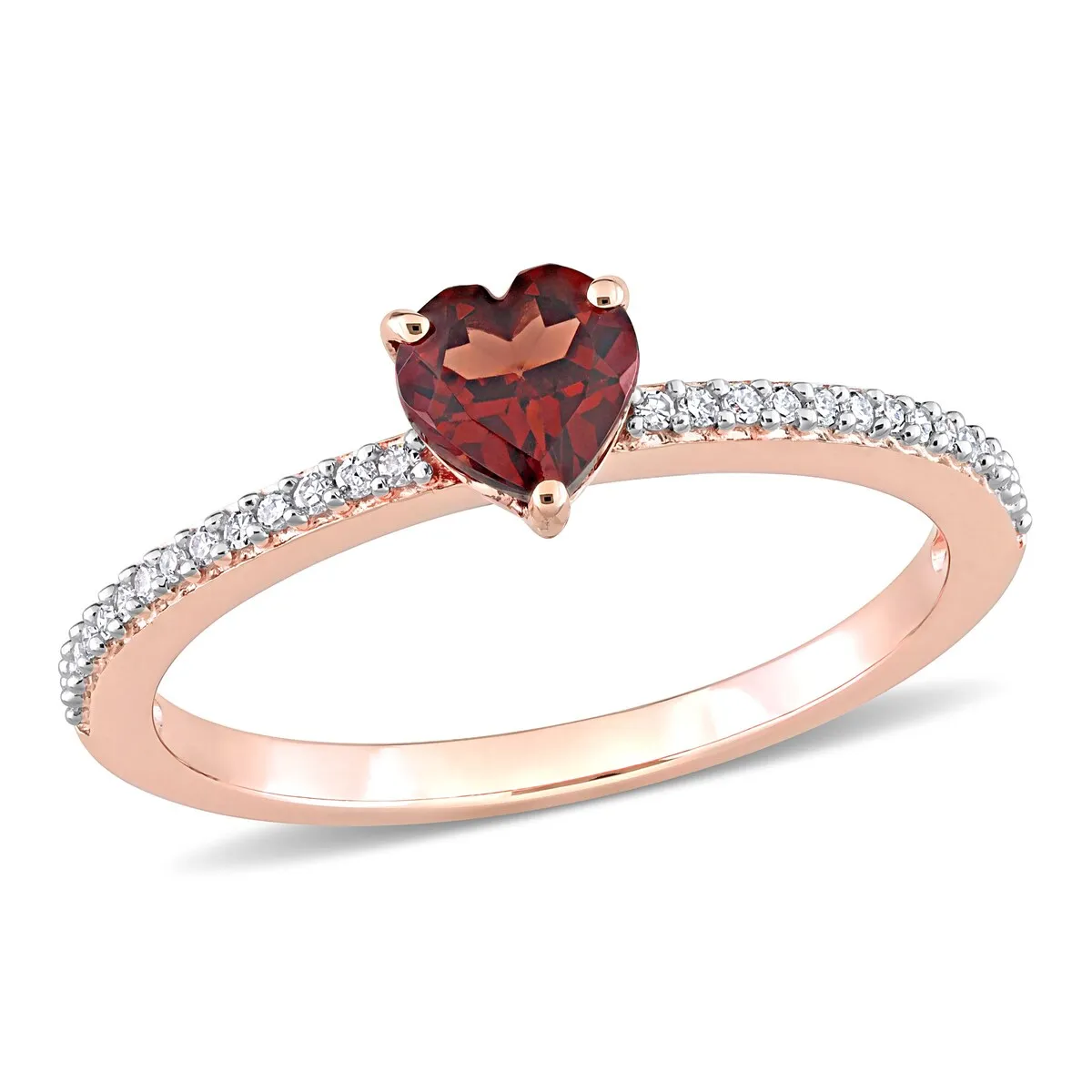 Miadora 10k Rose Gold Heart-cut Garnet and 1/10ct TDW Diamond Birthstone Ring sold by Zulily