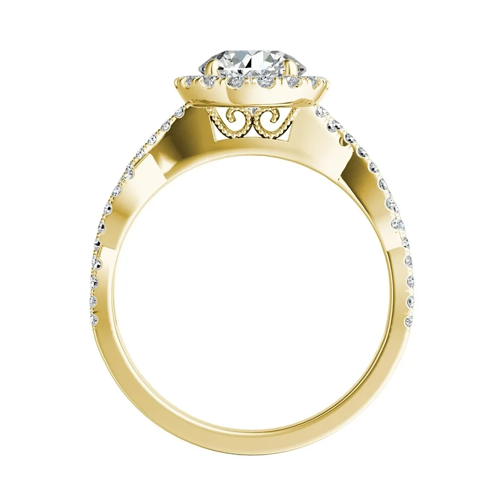 Auriya 14k Gold 1ct Round Moissanite Halo Diamond Engagement Ring 1/8ctw sold by Zulily product image thumbnail 5