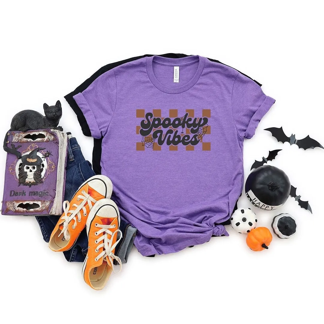 Checkered Spooky Vibes Short Sleeve Tee sold by Zulily