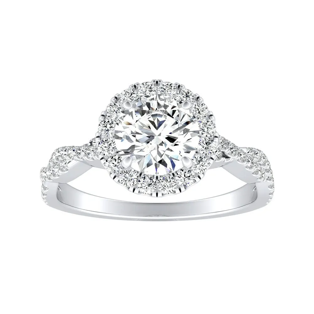 Auriya 14k Gold 1ct Round Moissanite Halo Diamond Engagement Ring 1/8ctw sold by Zulily product image thumbnail 2
