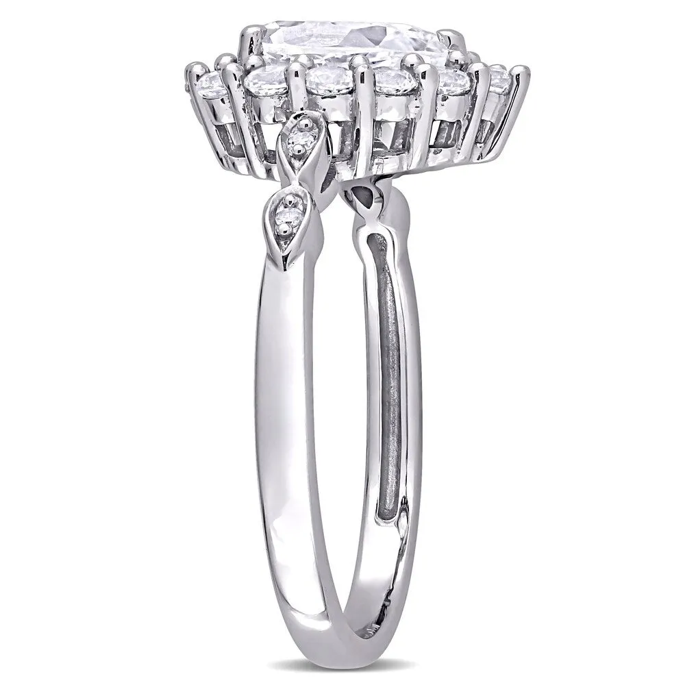 Miadora 10k White Gold 2 3/8ct TGW Created White Sapphire and Diamond Teardrop Halo Engagement Ring sold by Zulily product image thumbnail 3