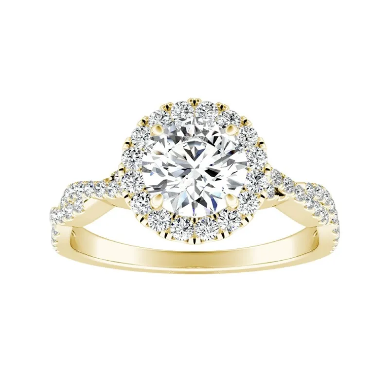 Auriya 14k Gold 1ct Round Moissanite Halo Diamond Engagement Ring 1/8ctw sold by Zulily