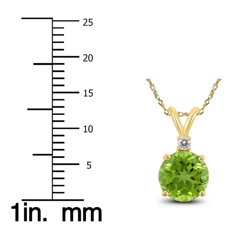 14K Yellow Gold 6MM Round Peridot and Diamond Pendant sold by Zulily