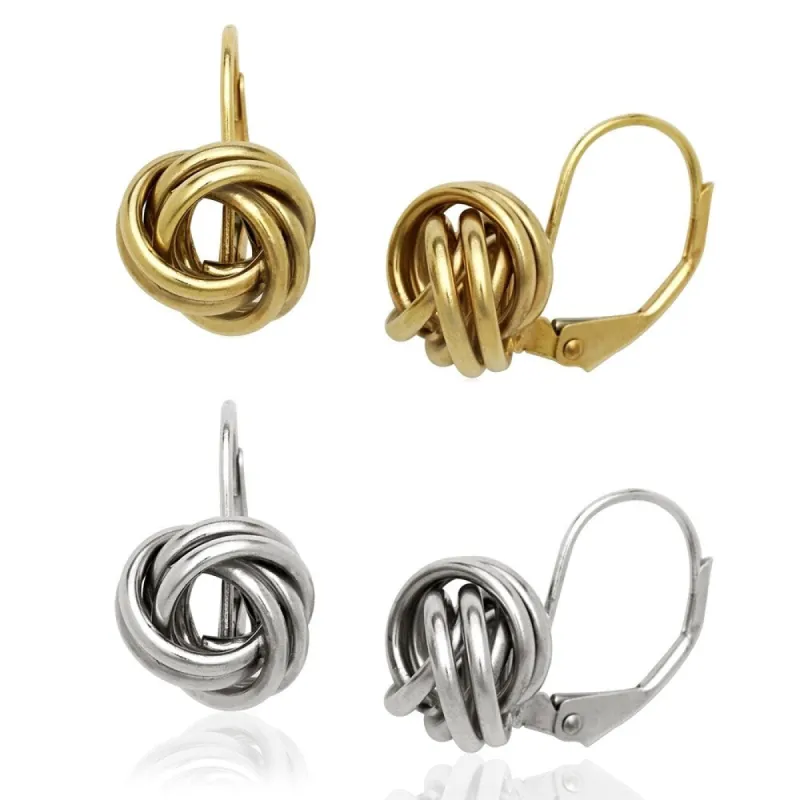 Curata 14k Gold 19x11mm Large Love Knot Stationary Lever Back Earrings - White sold by Zulily