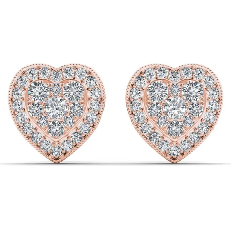 De Couer 10k Rose Gold 1/3ct TDW Diamond Cluster Heart Stud Earrings - Pink sold by Zulily