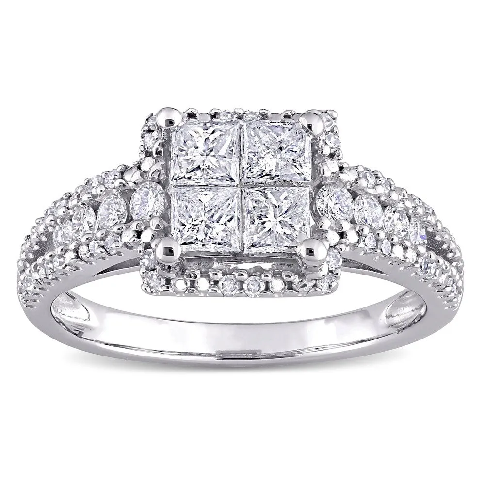 Miadora 10k White Gold 1ct TDW Princess & Round-cut Quad Diamond Engagement Ring sold by Zulily product image thumbnail 2