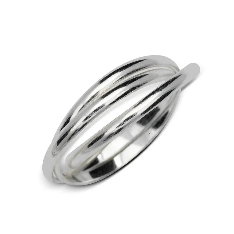 Sterling Silver Polished Intertwining Rolling Band Ring (size 4-14) - White sold by Zulily