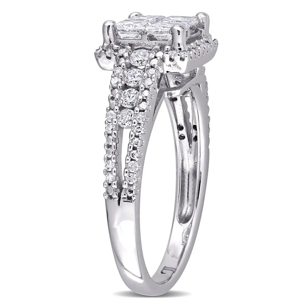 Miadora 10k White Gold 1ct TDW Princess & Round-cut Quad Diamond Engagement Ring sold by Zulily product image thumbnail 3