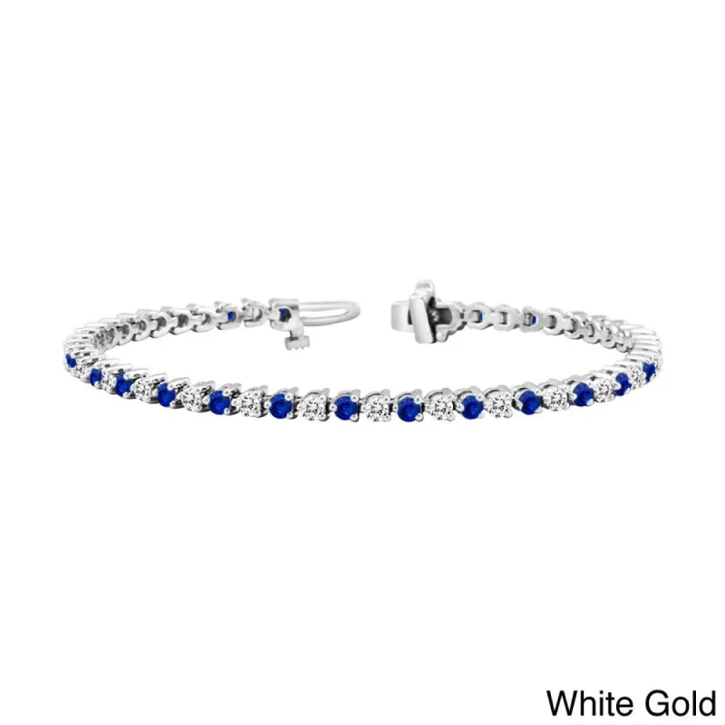 Auriya 3 1/2ct Blue Sapphire and 3 1/2ct TW 3-Prong Diamond Tennis Bracelet 14k Gold sold by Zulily