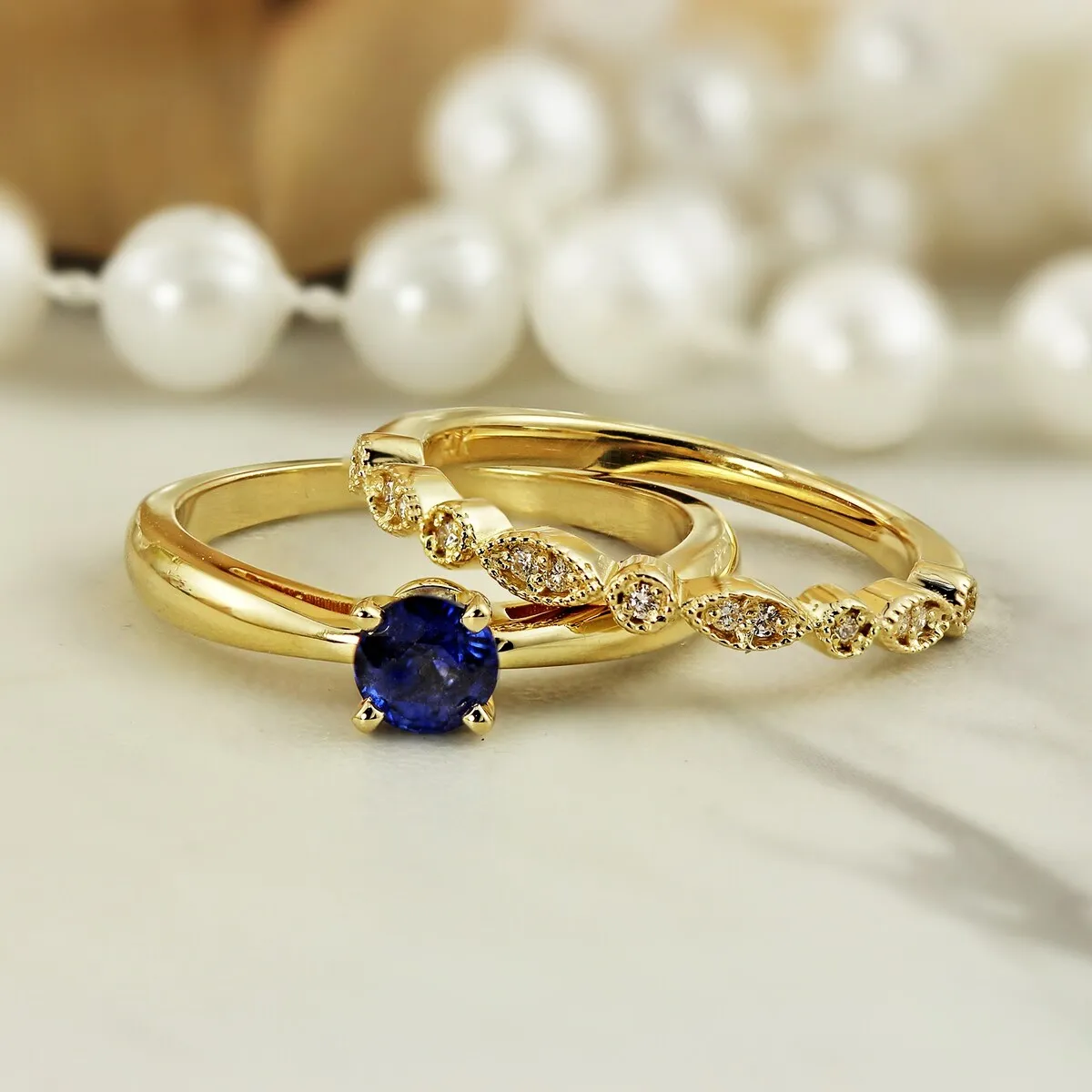 Auriya 14k Gold 1/2ctw Vintage Solitaire Sapphire Engagement Ring Set 1/6ctw sold by Zulily