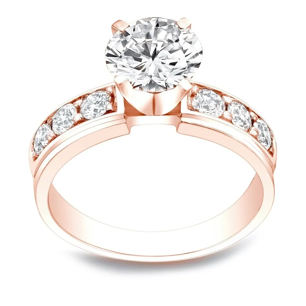 Auriya 14k Gold 3 carat Round Moissanite and 1/2ctw Diamond Engagement Ring sold by Zulily product image thumbnail 3