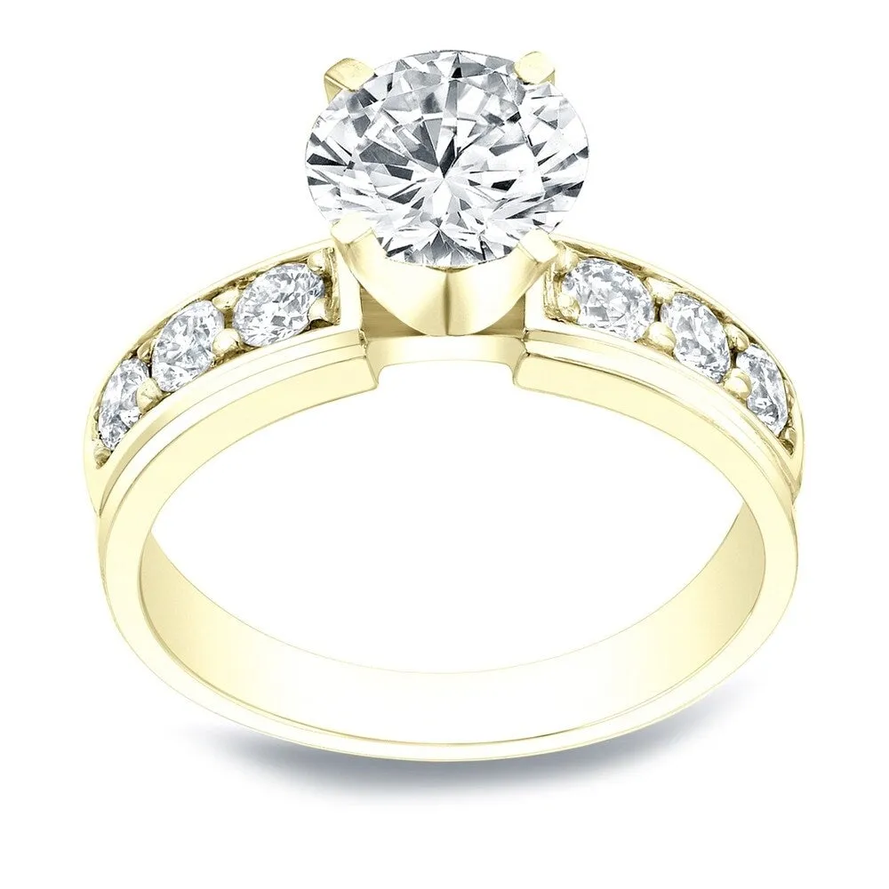 Auriya 14k Gold 3 carat Round Moissanite and 1/2ctw Diamond Engagement Ring sold by Zulily product image thumbnail 2