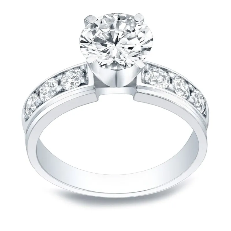 Auriya 14k Gold 3 carat Round Moissanite and 1/2ctw Diamond Engagement Ring sold by Zulily
