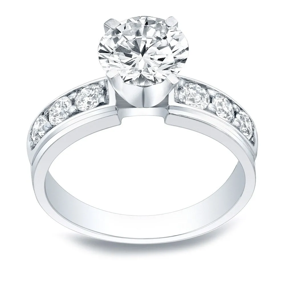 Auriya 14k Gold 3 carat Round Moissanite and 1/2ctw Diamond Engagement Ring sold by Zulily