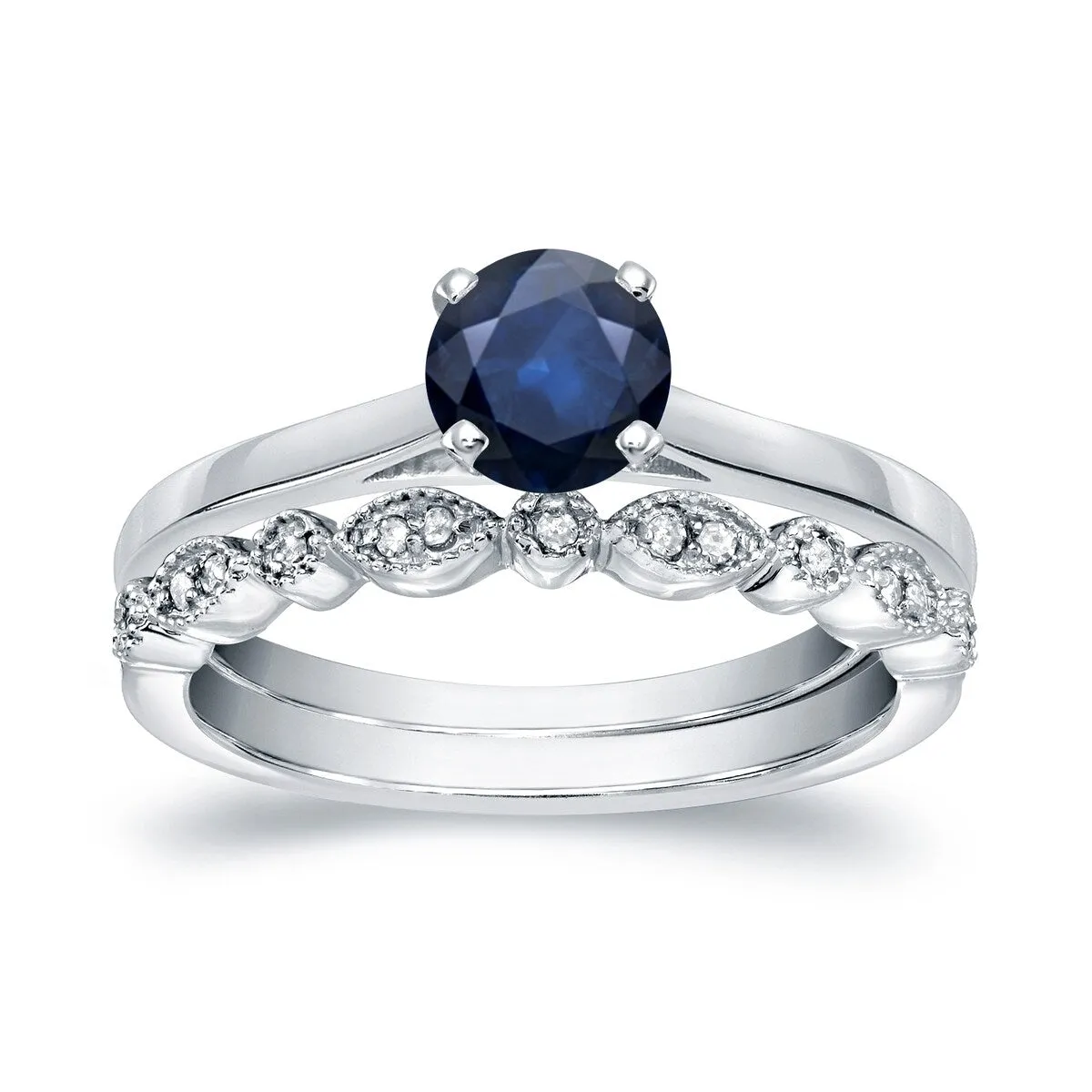 Auriya 14k Gold 1/2ctw Vintage Solitaire Sapphire Engagement Ring Set 1/6ctw sold by Zulily product image thumbnail 4