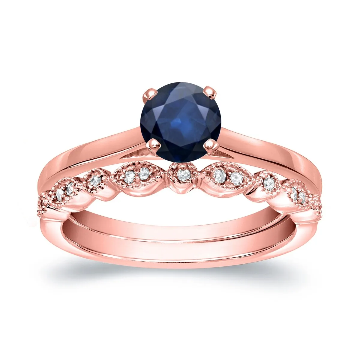 Auriya 14k Gold 1/2ctw Vintage Solitaire Sapphire Engagement Ring Set 1/6ctw sold by Zulily product image thumbnail 5