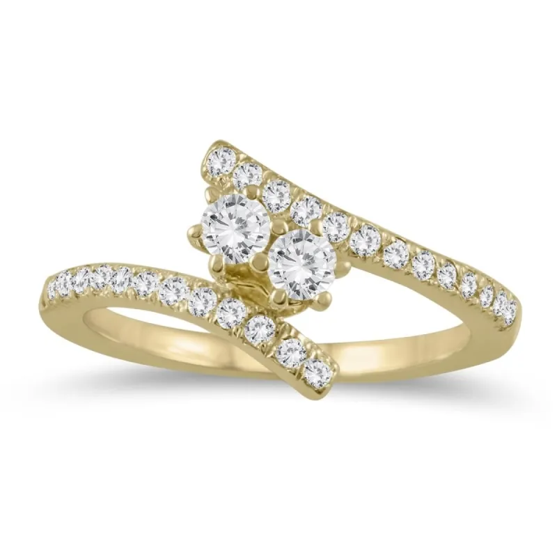 1/2 Carat TW Two Stone Diamond Ring in 10K Yellow Gold sold by Zulily