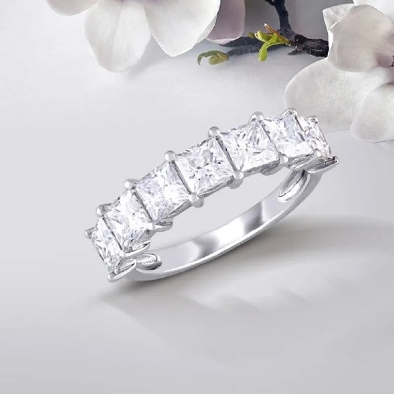 Miadora 2 4/5ct DEW Princess square-cut Moissanite Anniversary Band in 10k White Gold sold by Zulily