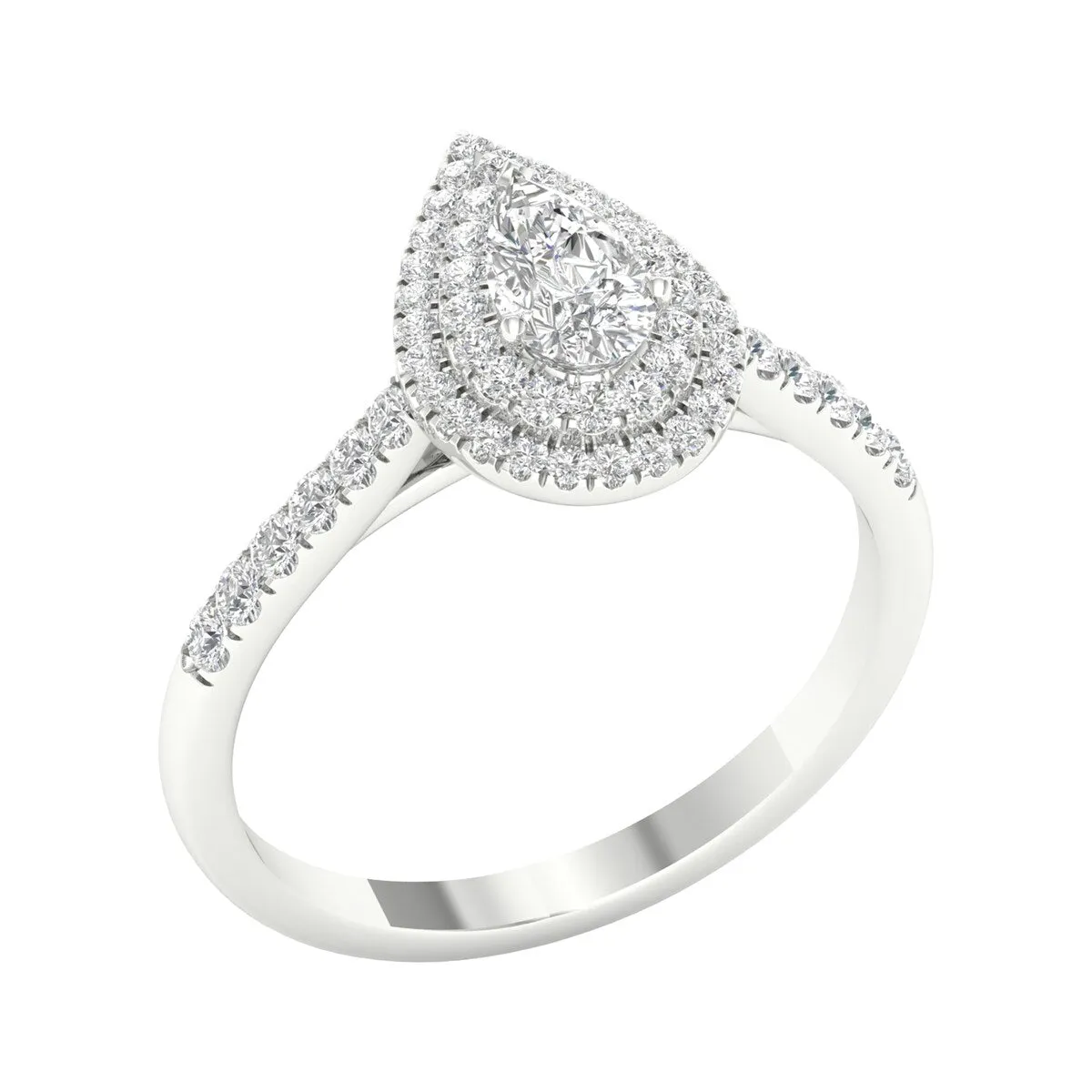 3/4ct TDW Diamond Pear Shape Double Halo Ring in 10k Gold by De Couer sold by Zulily product image thumbnail 2
