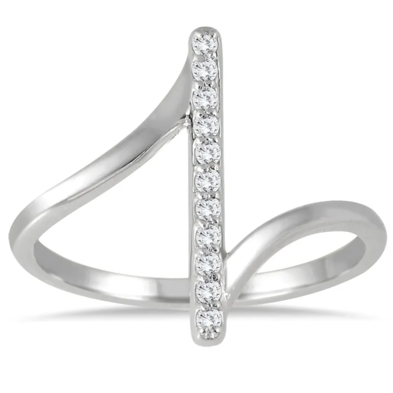 1/8 Carat TW Diamond Bar Ring in 14K White Gold sold by Zulily