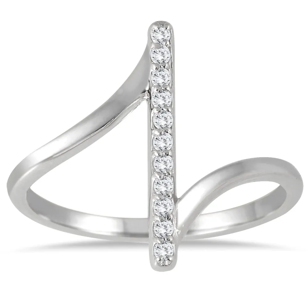 1/8 Carat TW Diamond Bar Ring in 14K White Gold sold by Zulily