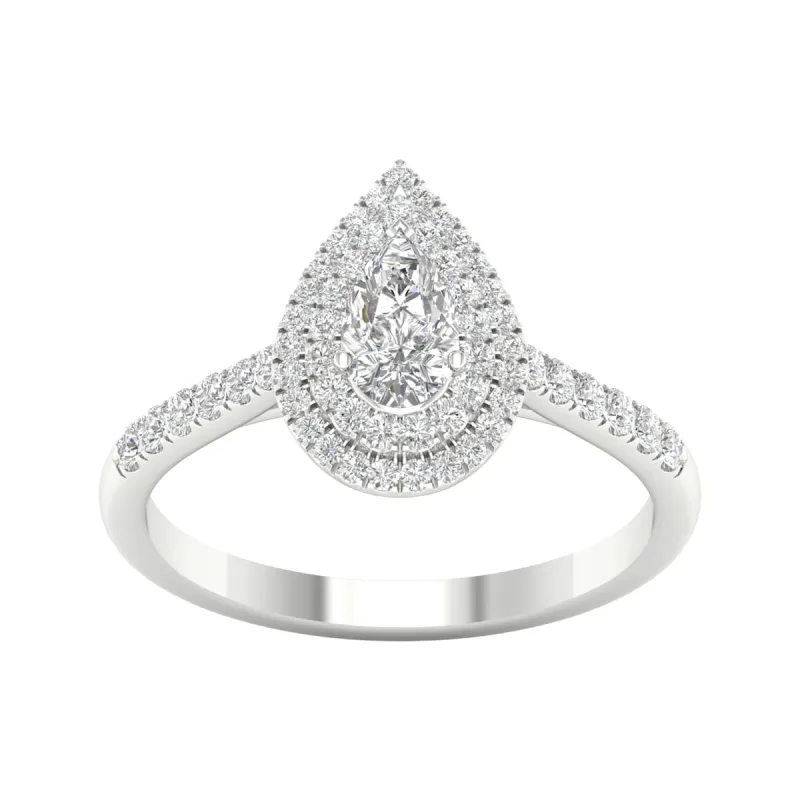 3/4ct TDW Diamond Pear Shape Double Halo Ring in 10k Gold by De Couer sold by Zulily