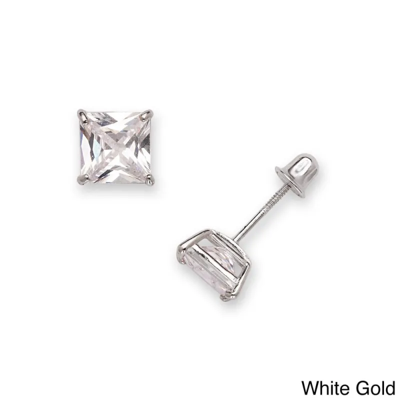 14k Gold 6 mm Princess-cut Cubic Zirconia Screwback Stud Earrings sold by Zulily