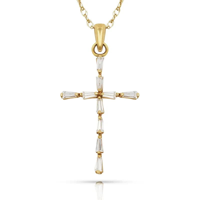 Curata 14k Gold 18" Baguette Cubic Zirconia Cross Pendant Necklace sold by Zulily