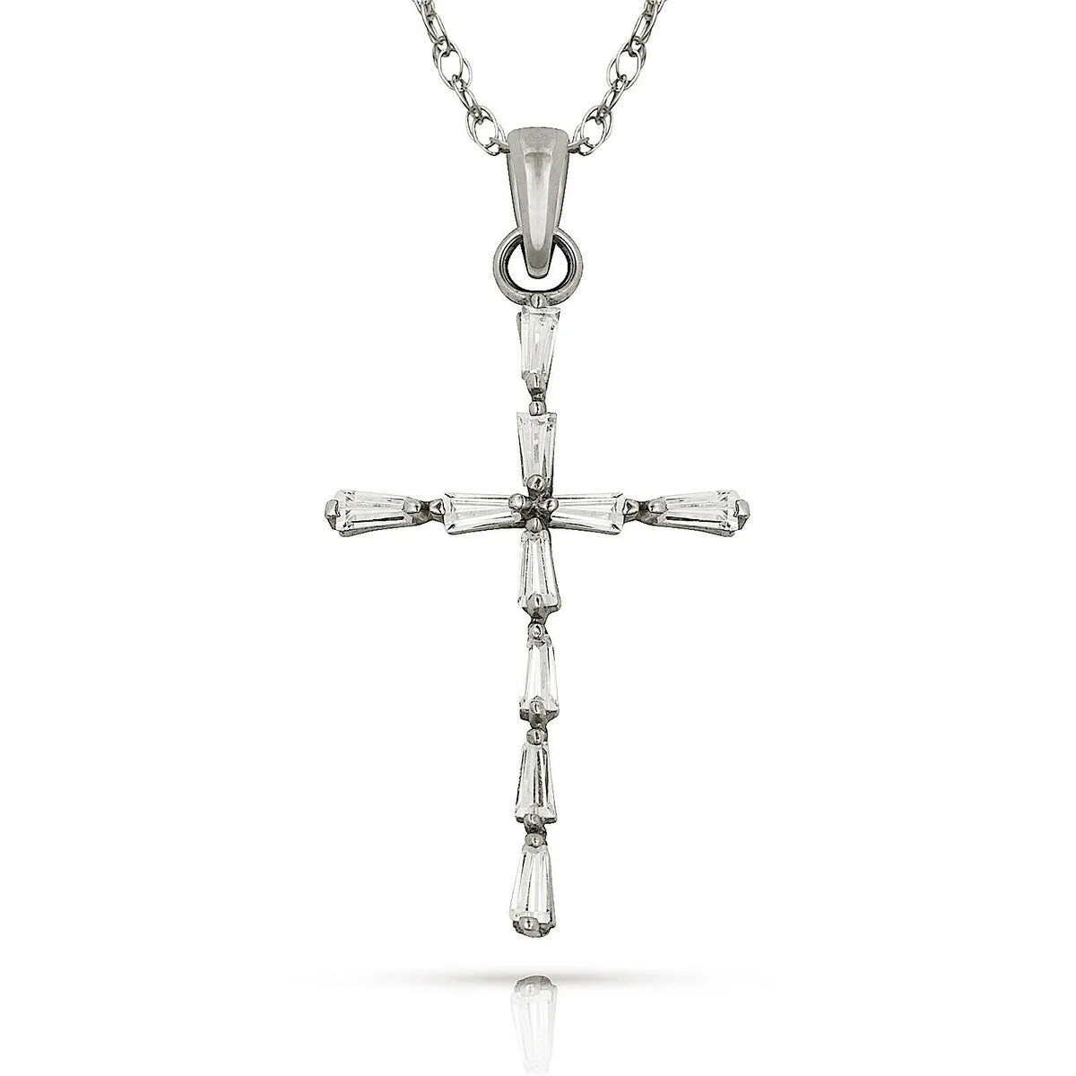 Curata 14k Gold 18" Baguette Cubic Zirconia Cross Pendant Necklace sold by Zulily product image thumbnail 4