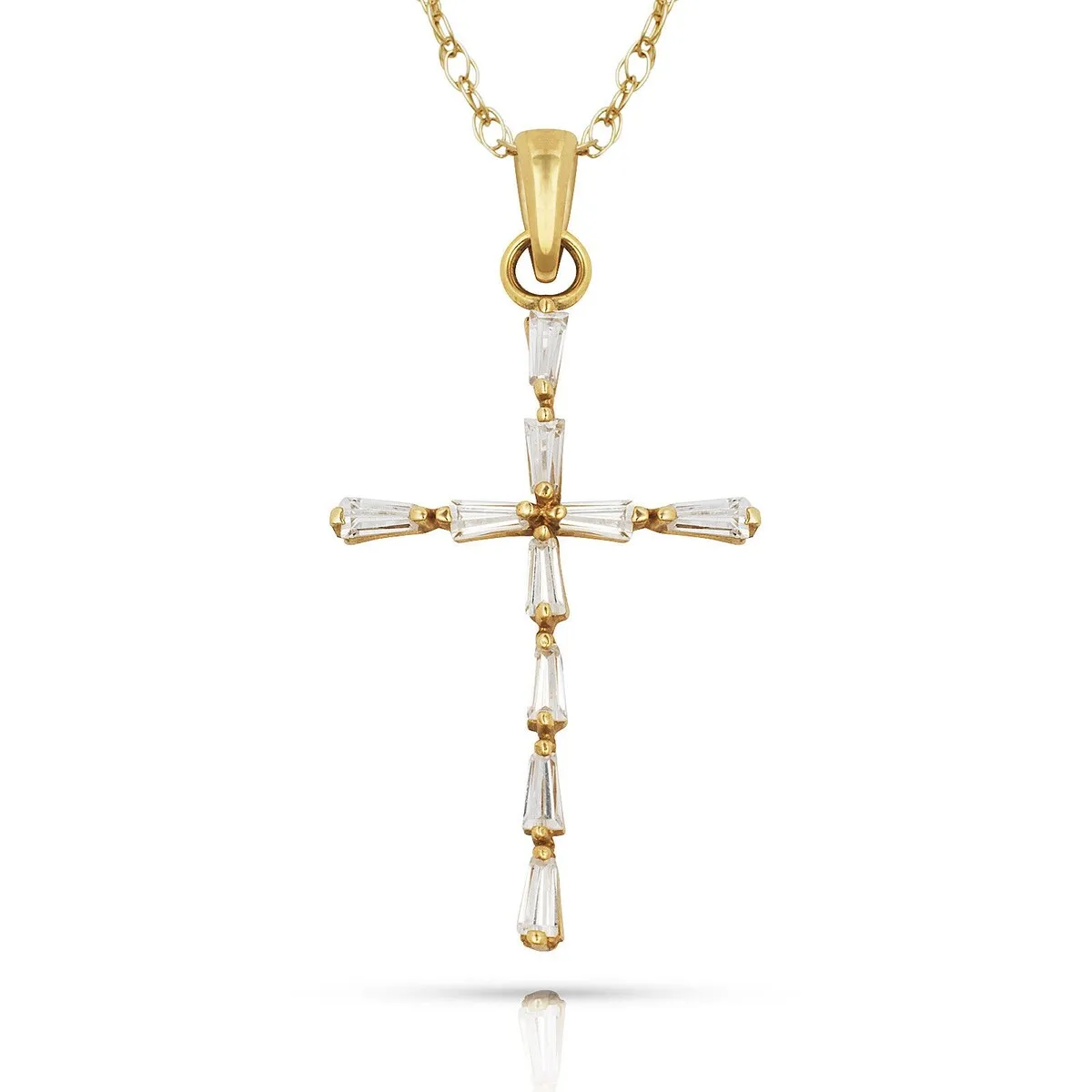 Curata 14k Gold 18" Baguette Cubic Zirconia Cross Pendant Necklace sold by Zulily product image thumbnail 3