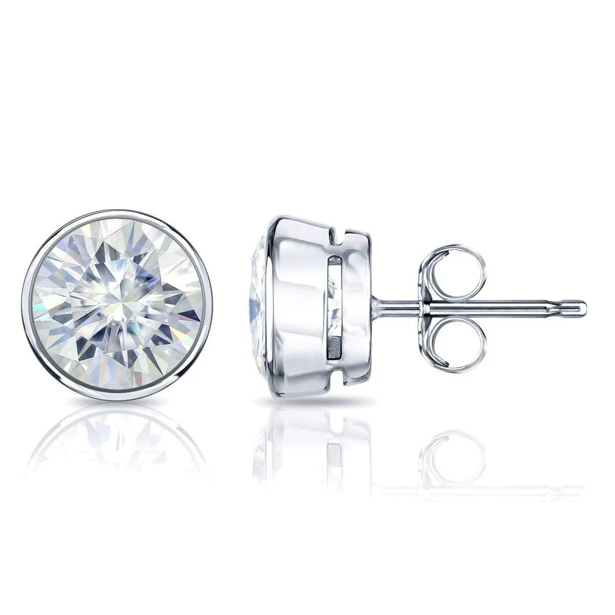 Auriya 18k Gold 3ctw Bezel-set Round Moissanite Stud Earrings - 7.4 mm sold by Zulily product image thumbnail 5