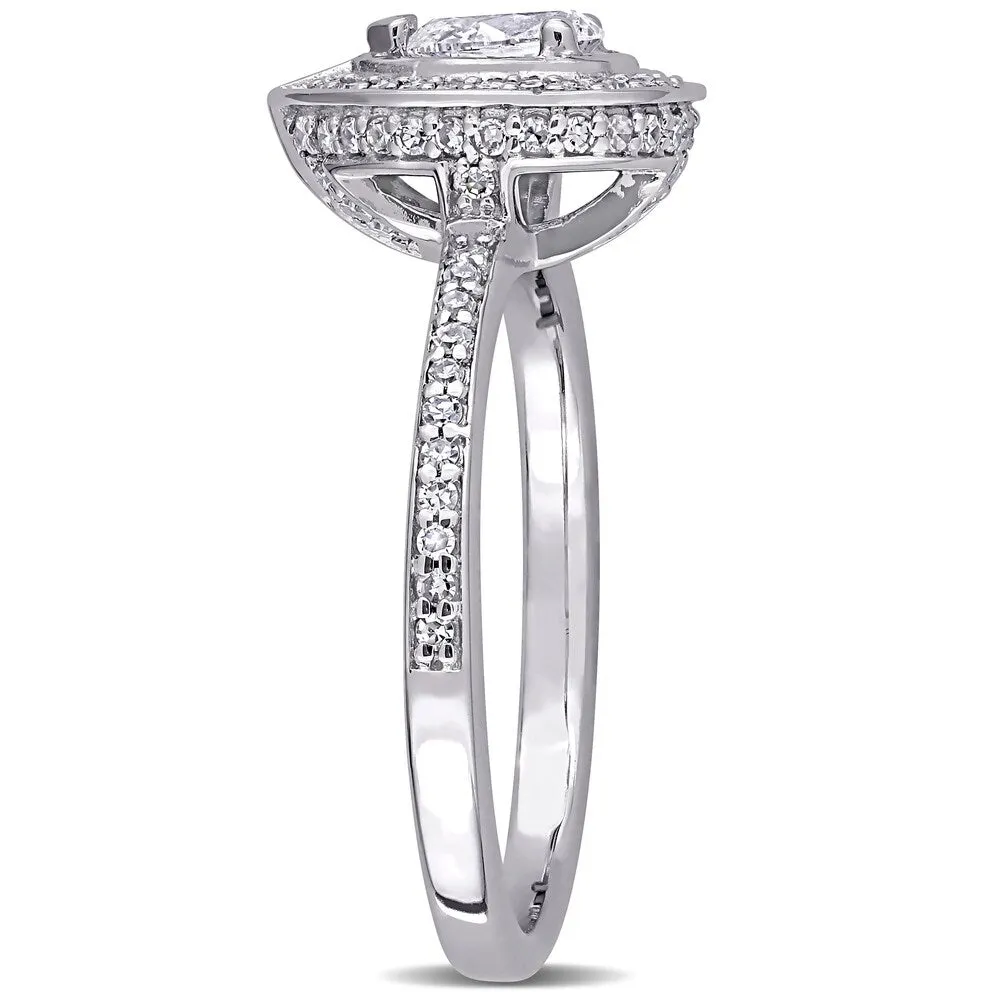 Miadora 14k White Gold 5/8ct TDW Pear and Round-Cut Diamond Halo Engagement Ring sold by Zulily product image thumbnail 4