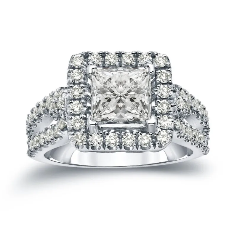 Auriya Modern 1 3/4ctw Princess-Cut Halo Diamond Engagement Ring 14k Gold Certified sold by Zulily