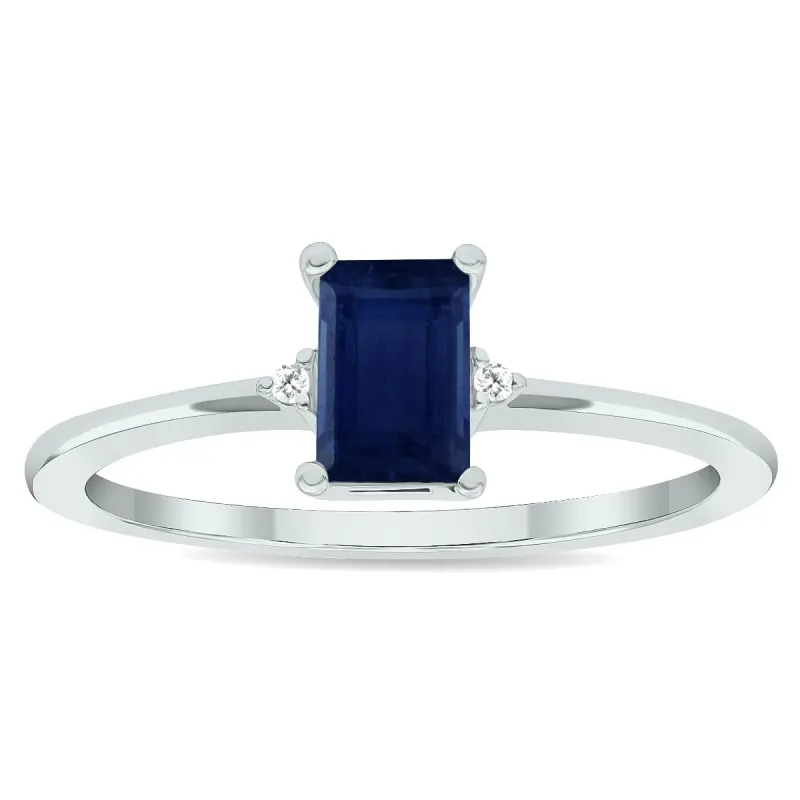 Women's Sapphire and Diamond Classic Band in 10K White Gold sold by Zulily