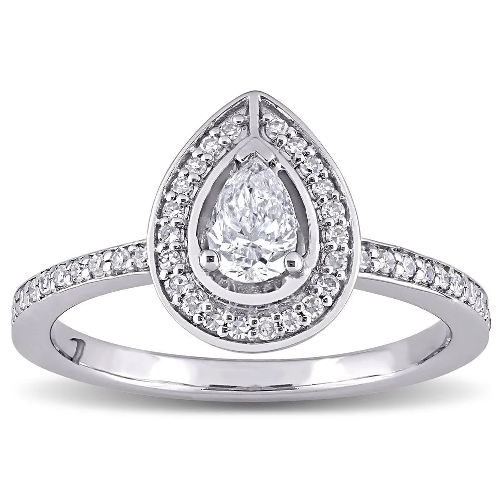 Miadora 14k White Gold 5/8ct TDW Pear and Round-Cut Diamond Halo Engagement Ring sold by Zulily product image thumbnail 2