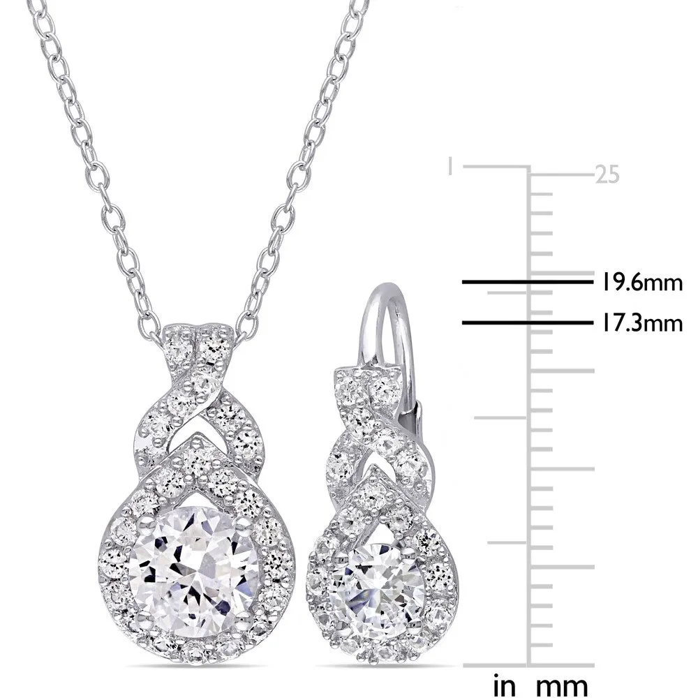 Miadora Sterling Silver Created White Sapphire Loop Halo Necklace and Earrings Set sold by Zulily product image thumbnail 2