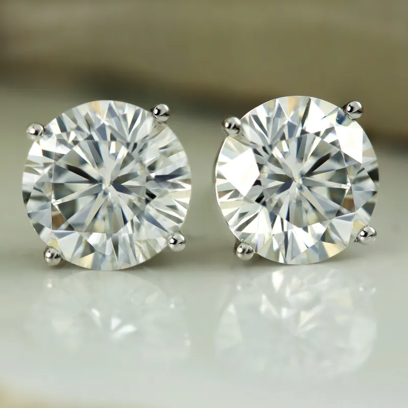 Auriya 4ctw Round Moissanite Stud Earrings 18k Gold 4-Prong Basket - 8.2 mm sold by Zulily