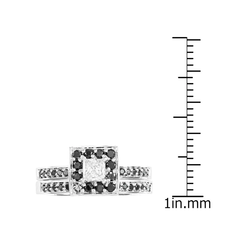 Auriya 14k Gold 1/2ctw Princess Cut Halo Black Diamond Engagement Ring Set sold by Zulily product image thumbnail 3