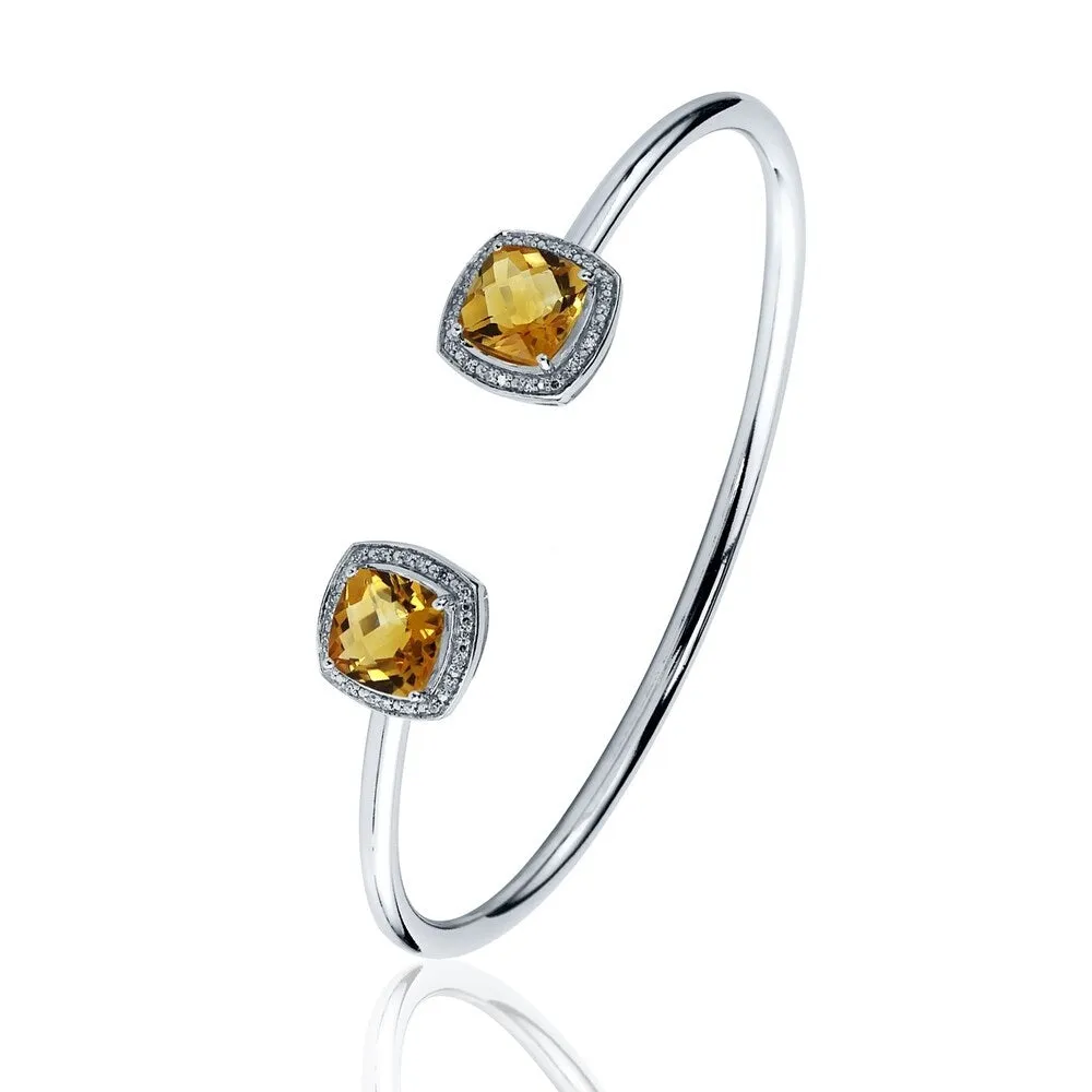 Auriya 3 3/4ct Cushion Yellow Citrine Gold over Silver Bangle Bracelet with Diamond Accents sold by Zulily product image thumbnail 4