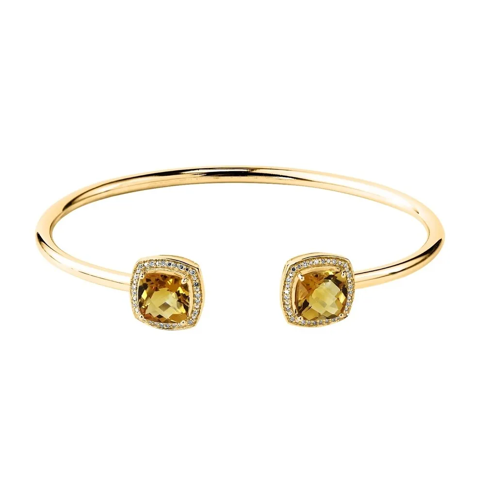Auriya 3 3/4ct Cushion Yellow Citrine Gold over Silver Bangle Bracelet with Diamond Accents sold by Zulily product image thumbnail 2