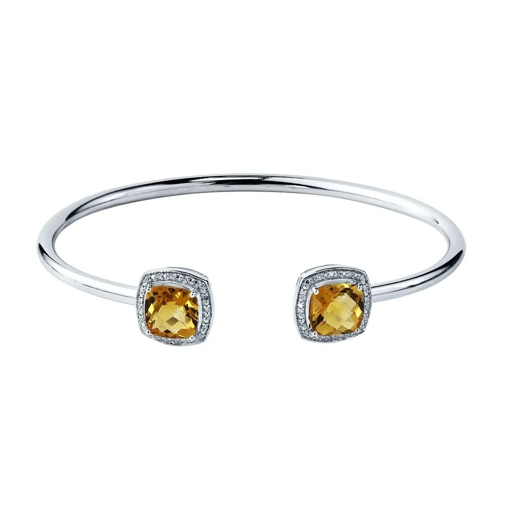 Auriya 3 3/4ct Cushion Yellow Citrine Gold over Silver Bangle Bracelet with Diamond Accents sold by Zulily