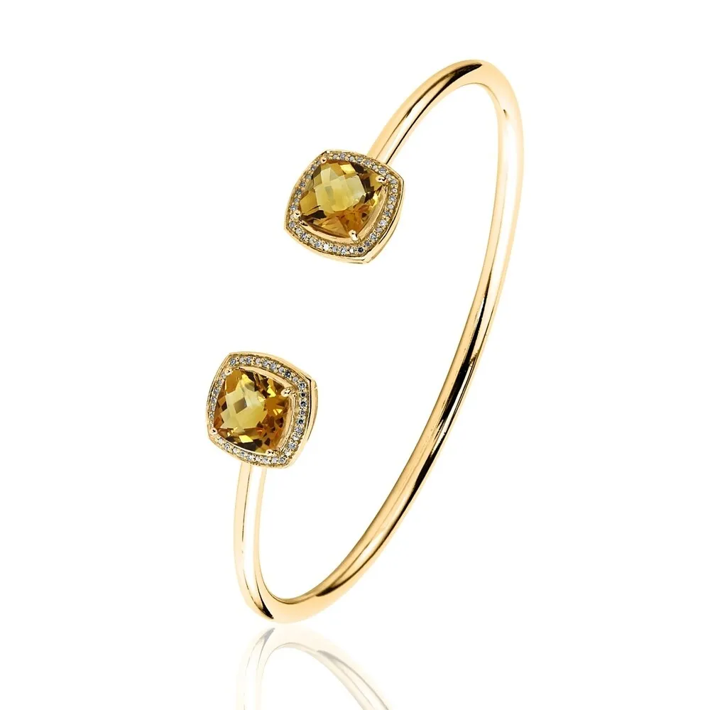 Auriya 3 3/4ct Cushion Yellow Citrine Gold over Silver Bangle Bracelet with Diamond Accents sold by Zulily product image thumbnail 5